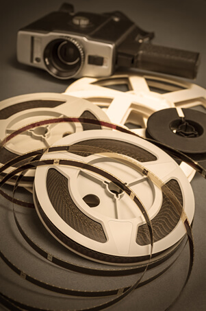 vintage movie camera reels